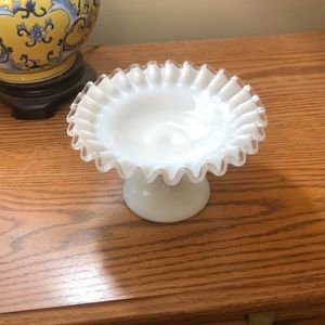 Vintage Fenton Silver Crest Pedestal Compote bowl (6” w x 3.25” tall)